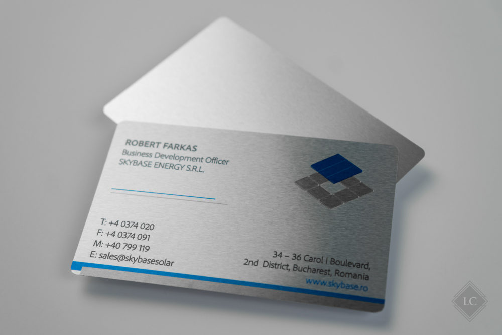 Carti vizita aluminiu print UV relief 2