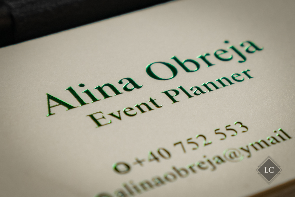 Carti vizita carton sidefat folio verde metalic