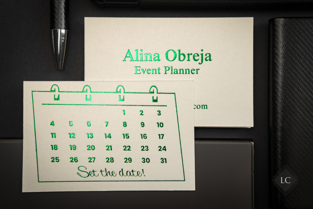 Carti vizita luxury folio verde metalizat