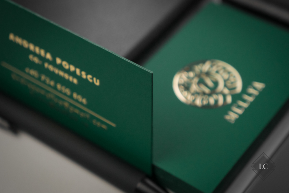 Carti vizita premium carton verde multistrat