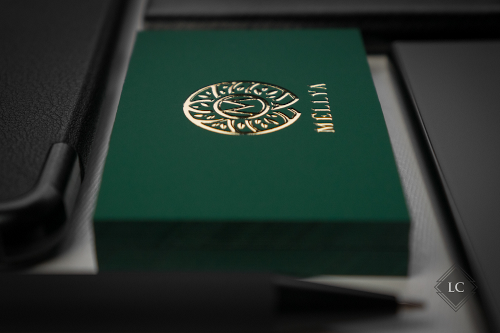 Carti vizita premium verzi folio auriu relief