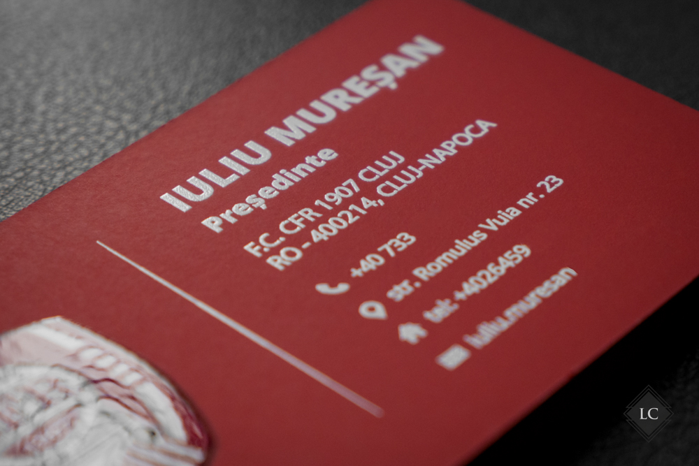 Carti vizita premium burgundy printUV lac selectiv